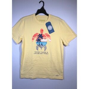 Life Is Good Crusher T-Shirt Mens Small Yellow NWT Sea Turtle Beach Graphic Tee